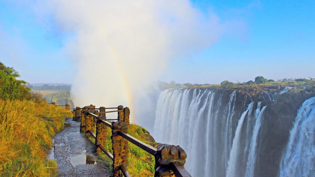 Victoria Falls Waterfalls with a rainbow